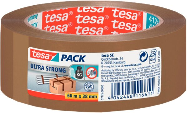 Image TESA pack Ultra Strong 66m 38mm braun PVC Qualität 4124