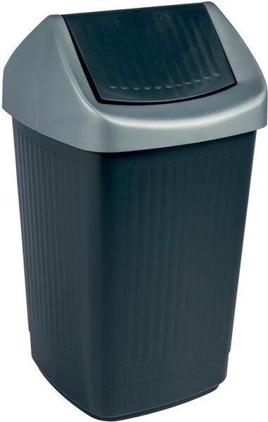 Image Schwingdeckelabfallbehälter, 25 Liter, anthrazit, mit Klappe, aus Polystyrol