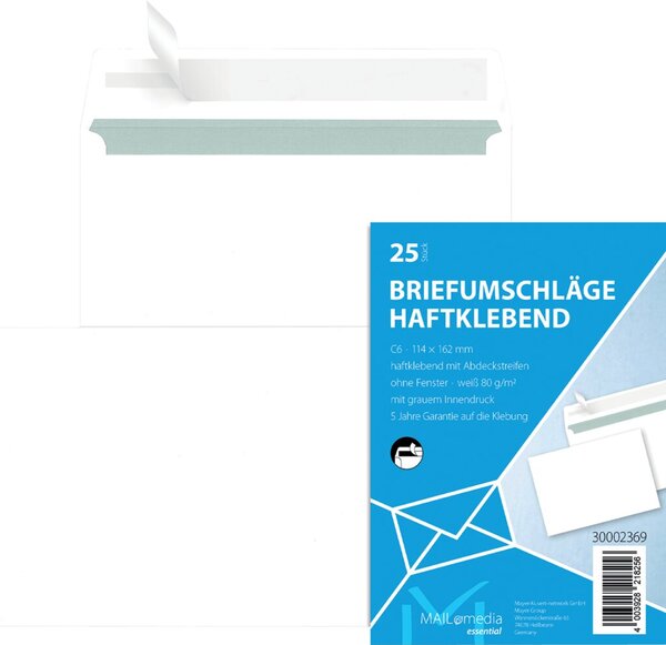 Image MAIL media Briefumschlag, C6, Haftklebung, weiß, 72g