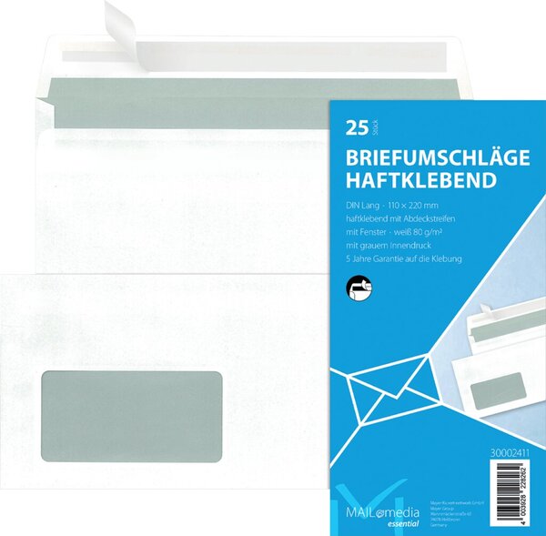 Image MAIL media Briefumschlag, DIN Lang, mit Fenster, Haftklebung, weiß, 80g