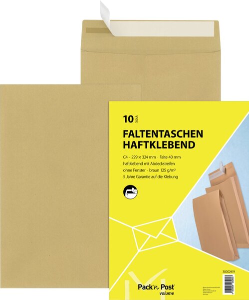 Image MAIL media Faltentasche, C4, Haftklebung, Natron, 130g, 40mm