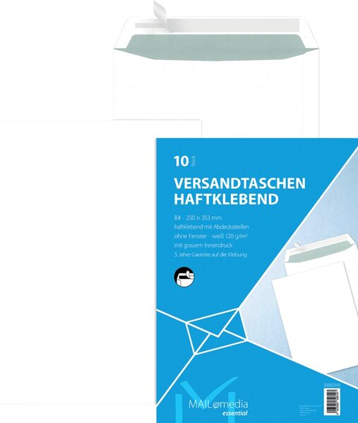 Image MAIL media Versandtasche, B4, Haftklebung, weiß, 120g