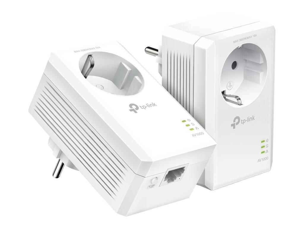 Image TP-LINK AV1000 - Gigabit Passthrough Powerline Starter Kit - Bridge - GigE, Hom