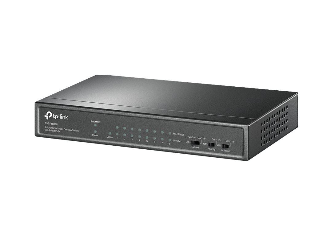 Image TP-LINK TL-SF1009P 9-Port 10/100 Mbps Steel Desktop Switch with 8-Port PoE+ 67W