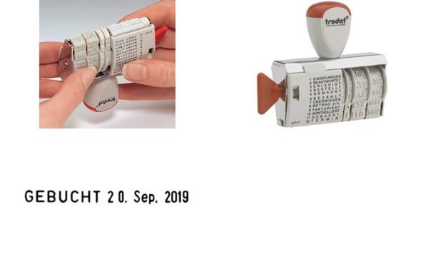 Image TRODAT Wortbandstempel 1117, mit Datum - für den Markt: D - L - A - CH (51 1117)