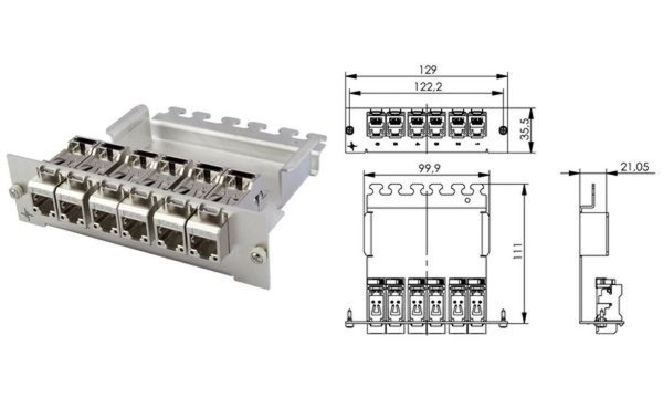 Image Telegärtner Modulträger mit 6 AMJ-S Modulen, 3 HE, 7 TE (18800114)