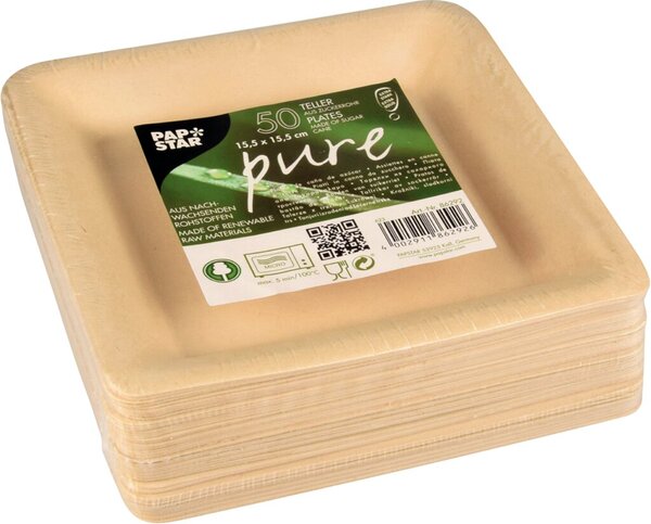 Image Teller pure eckig, natur, 15,5x15,5cm aus Zuckerrohr
