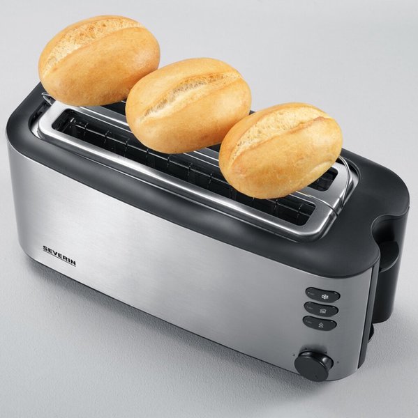 Image Toaster AT 2509, Edelstahl gebürstet schwarz, integ. Bötchenaufsatz