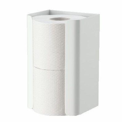 Image Toilettenpapier-Rollen-Ersatzrollenhalter für 2 Rollen, Aluminium weiß pulverbeschichtet <br>Reserve-Rollenhalterung frei befüllbar mit WC-Papier-Haushaltsrollen