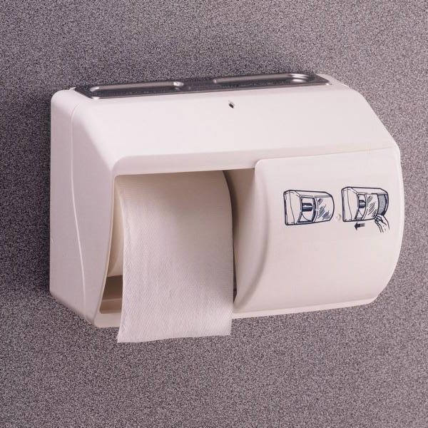 Image Toilettenpapier-Rollen-Spender für 2 Rollen Kunststoff weiß mit weißem Schiebe-Deckel