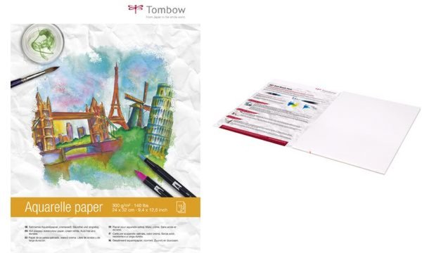 Image Tombow Aquarellblock, rundum geleim t, 240 x 320 mm (1230416)