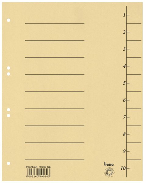 Image Trennblätter, A4, gelb, Recycling-Karton 250g/m2