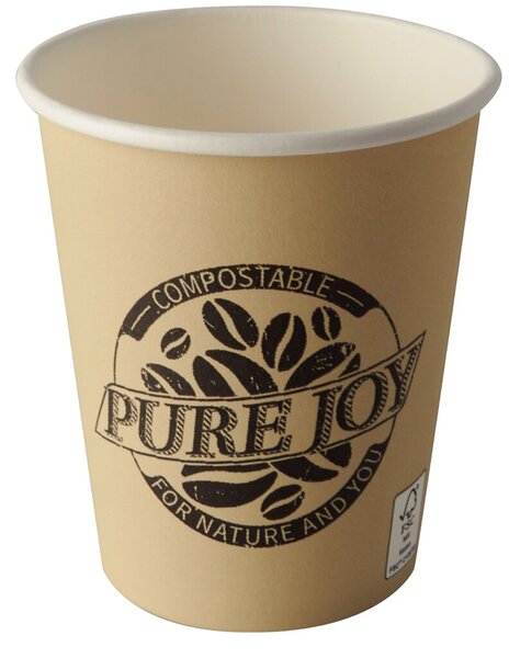 Image Trinkbecher Pappe Pure Joy 0,2l, creme, Ø 8 - 9,2 cm