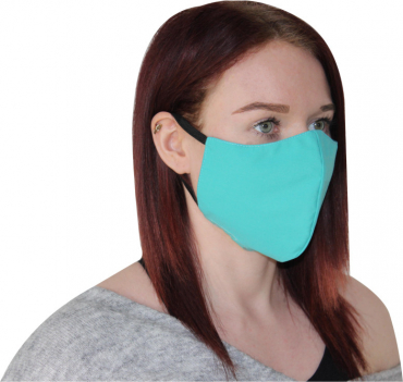 Image Behelfsmundschutz Größe L passend für Kopfgrößen mit Durchmesser ca. 61-64 cm aus Baumwolle genäht Made in EU Farbe: türkis - schwarz