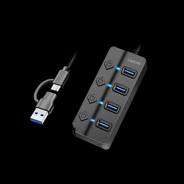 Image LogiLink USB 3.2 Hub, 4 Port, mit Ein-/Ausschalter, schwarz