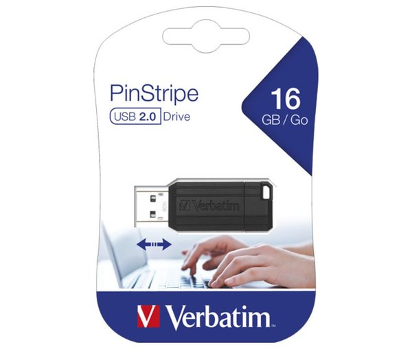Image USB-Disk Verbatim 16GB 2.0 Pin Stripe black