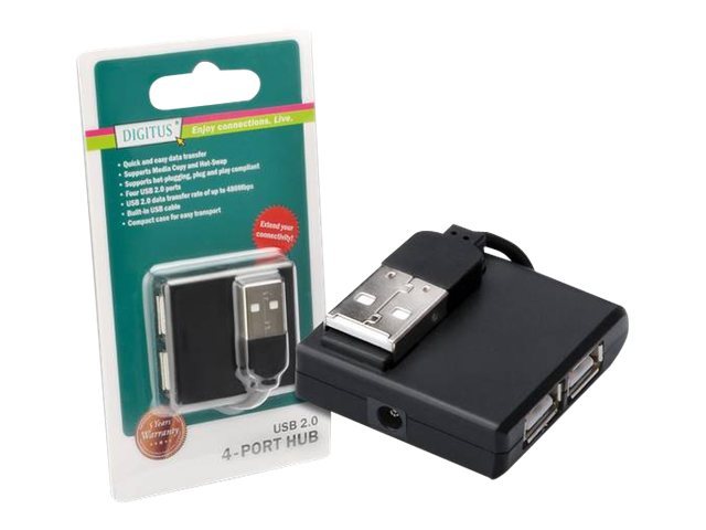 Image USB-HUB DIGITUS 4-Port USB2.0, mini, schwarz