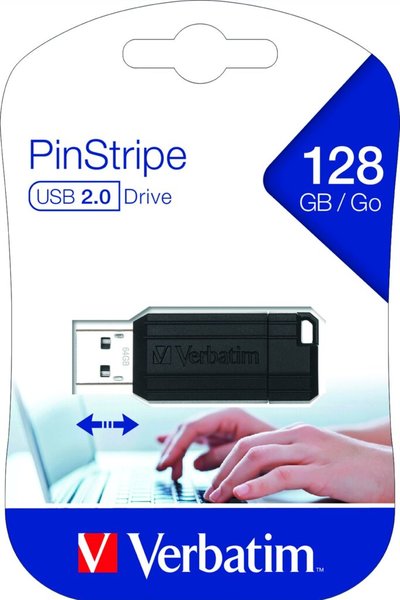 Image USB2.0 128GB Verbatim USB DRIVE 2.0 PIN STRIPE