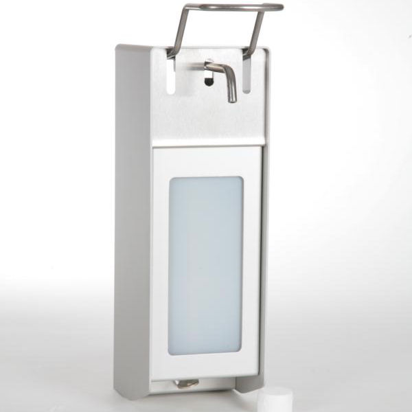Image Universalspender für Fließpaste, 2000 ml, kurzer Hebel, abschließbar Armhebelspender aus Aluminium, mattsilber eloxiert, frei befüllbar