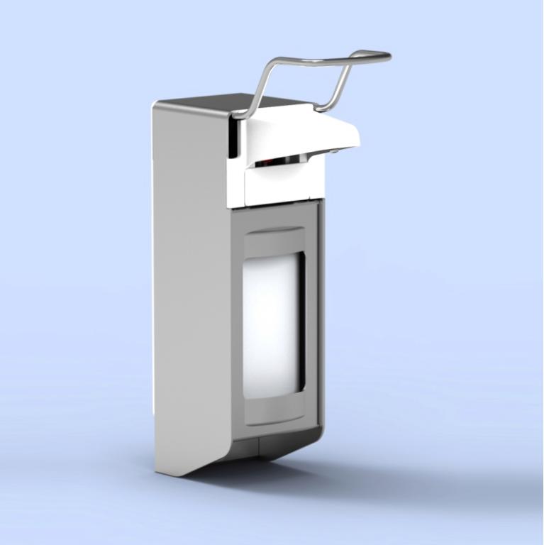 Image Universalspender für Fließpaste, 2500 ml, kurzer Hebel, abschließbar Armhebelspender aus Aluminium, mattsilber eloxiert, frei befüllbar