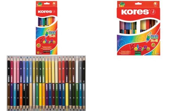 Image Kores Dreikant-Buntstifte "DUO", 12er Karton-Etui + Spitzer