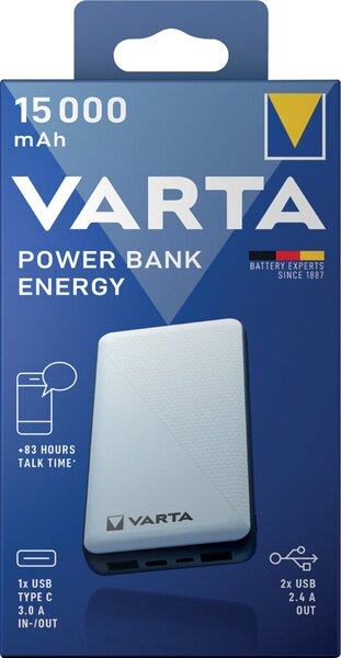 Image Power Bank Energy 15.000mAh, weiß 2x USB-A/Micro-B/-C, 5V