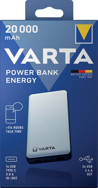 Image Power Bank Energy 20.000mAh, weiß 2x USB-A/Micro-B/-C, 5V