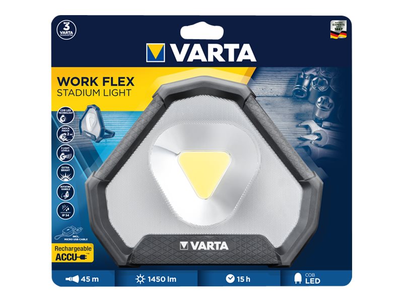 Image VARTA 18647101401 Work Flex Stadium Light LED Arbeitsleuchte akkubetrieben 12 W