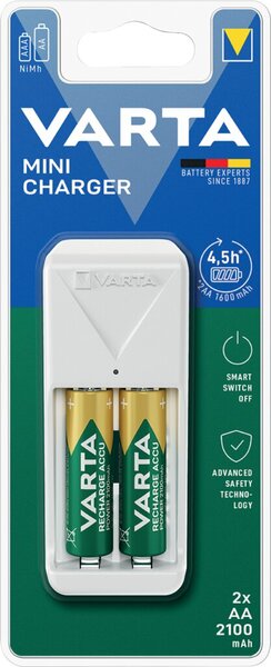 Image VARTA Ladegerät Mini Charger, weiß, bestückt AA
