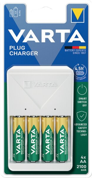 Image VARTA Ladegerät Plug Charger, weiß, bestückt AA