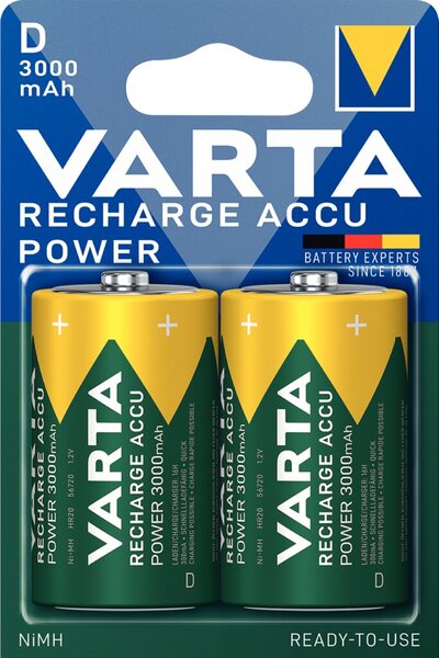 Image VARTA Rechargeable Power Accu (Mono R20) 2er Pack 3.000mAh