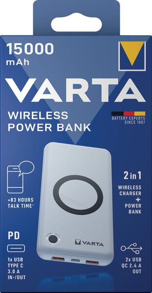 Image VARTA Zusatzakku "Wireless Power Bank", 15.000 mAh, weiß