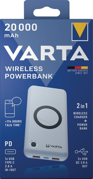 Image VARTA Zusatzakku "Wireless Power Bank", 20.000 mAh, weiß