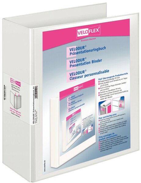 Image Präsentationsringbuch Velodur A4 4-Ring 60mm Ringdurchmesser weiß