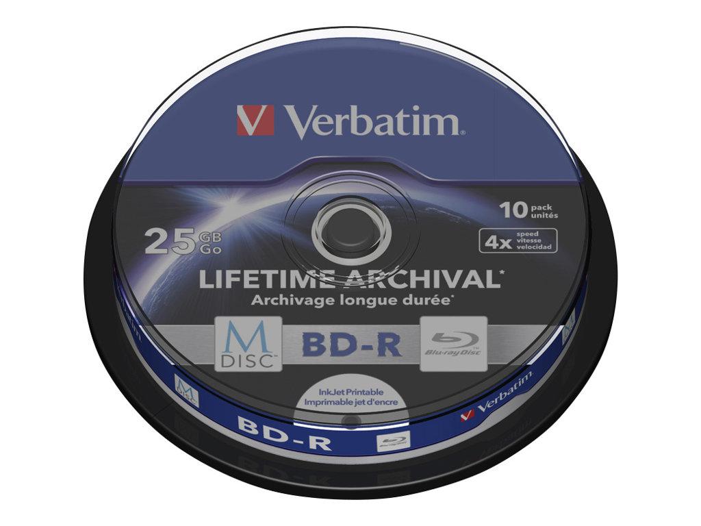 Image VERBATIM 10x M-Disc BD-R 25GB 4x Spindel inkjet printable
