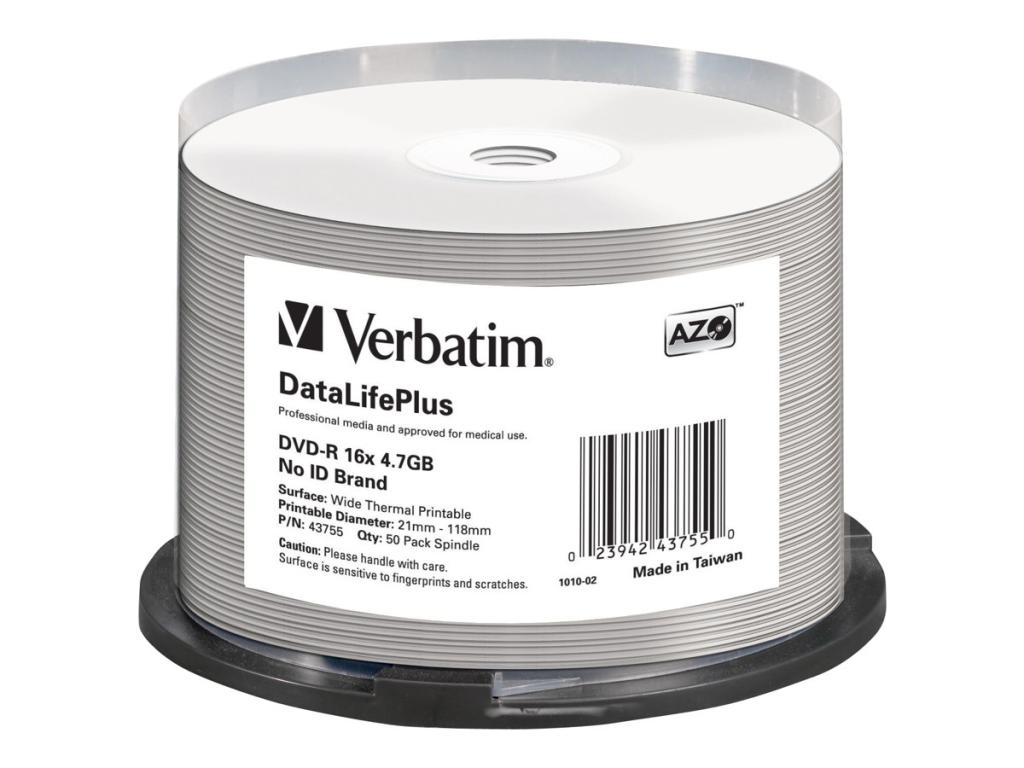 Image VERBATIM MED DVD+R Verbatim 4.7 GB 16x 050er CakeBox Thermo