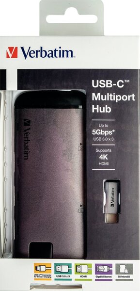 Image VERBATIM USB-C Verbatim Adapter USB 3.1 GEN 1/ USB 3.0 x 3 HDMI RJ45