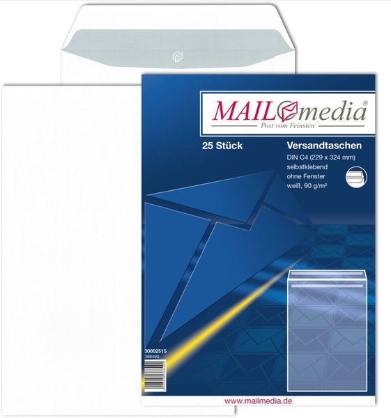 Image Versandtasche C4, ohne Fenster, SK, 90 g/qm, weiß