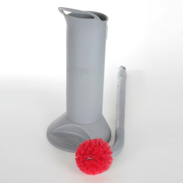Image WC-Garnitur, professionelle ERGO Toilettenbürste (66 cm)  komplett mit Halter, BBWHRProfibürste für die Unterhaltsreinigung | Toilettenbürste rot | Bürstenhalter | Ersatzkopf rot