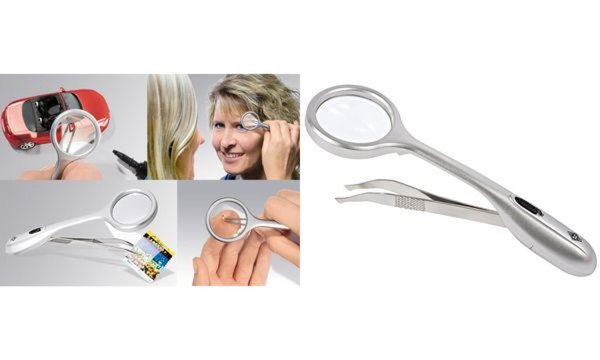 Image WEDO Lupenpinzette Trizette, mit LED-Licht, silber (62771554)