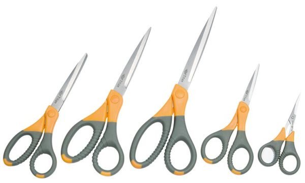 Image WEDO Schere TITAN plus, spitz, Länge: 180 mm, grau-gelb ergonomische Griffe mit