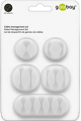 Image WENTRONIC Goobay 70681 Kabelmanger-Set selbstklebend Weiß 1 Set