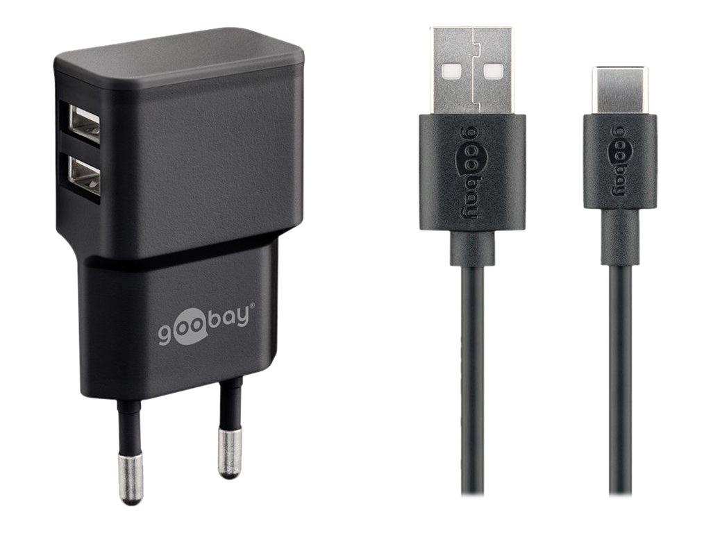 Image WENTRONIC Goobay USB-C Dual Ladeset 2,4A bk