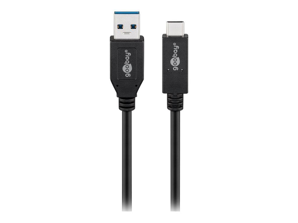 Image WENTRONIC Goobay USB-C? Kabel USB 3.1 Generation 2, 3A, schwarz, 0.5 m - USB-St