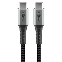 Image WENTRONIC Goobay USB-C auf Textilkabel mit Metallsteckern space grau/silber 2 m