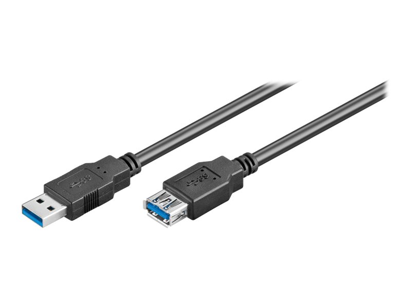 Image WENTRONIC Goobay USB 3.0 SuperSpeed Verlängerungskabel, Schwarz, 3 m - USB 3.0-