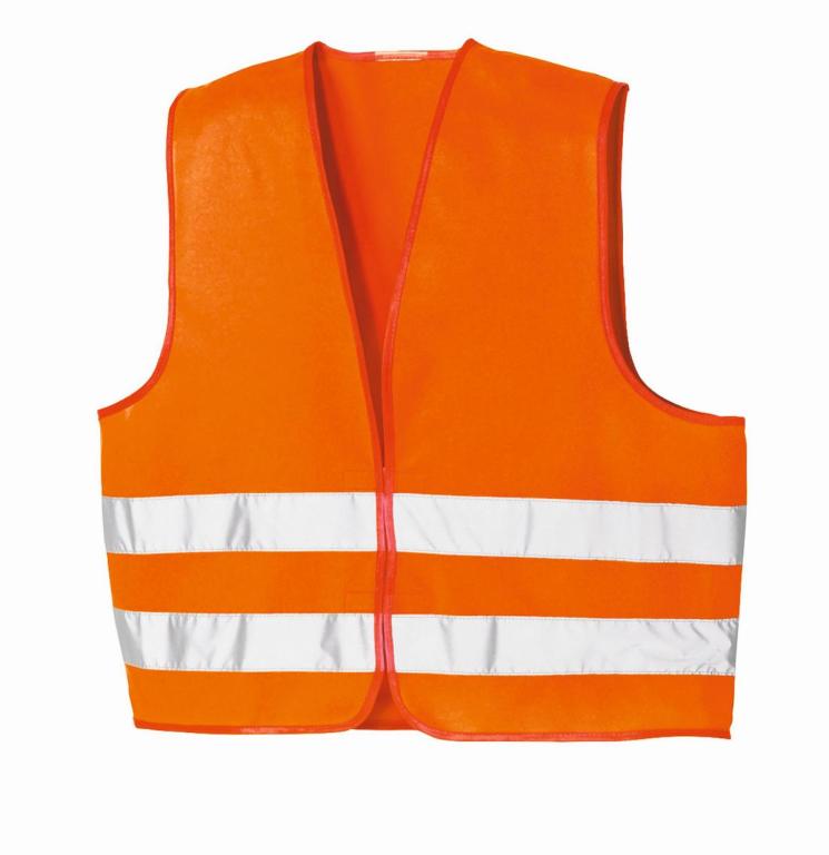 Image Warnweste aus 100% Polyester, Einheitsgröße XXL | leuchtorange <br>mit zwei horizontalen Reflexstreifen und Klettverschluss