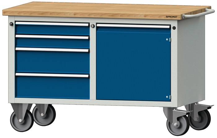 Image Werkstattwagen H840xB1350xT700mm grau/blau Anz.Schubl.xH 2x85/170,1Tür 510mm