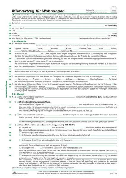 Image Wohnungs-Mietvertrag A4 ausführliche Fassung f. verschd. Vertragsvarianten