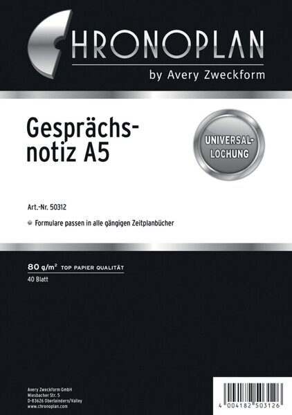 Image Chronoplan A5, Gesprächsnotiz, 40Bl 